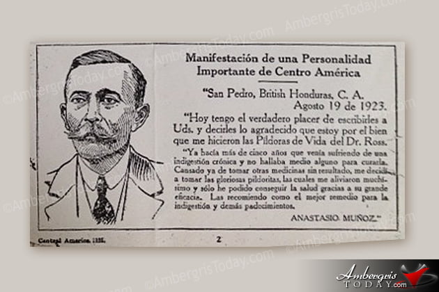 Newspaper Clip of Anastasio Muñoz in an advertisement of Ross Pills Anastacio Muñoz