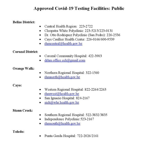 Ministry of Health and Wellness Announces Approved COVID-19 Testing Sites