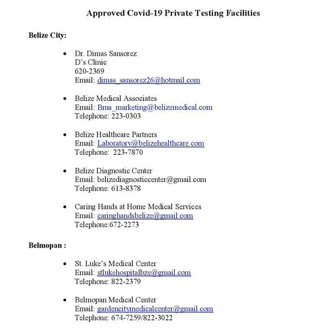 Ministry of Health and Wellness Announces Approved COVID-19 Testing Sites