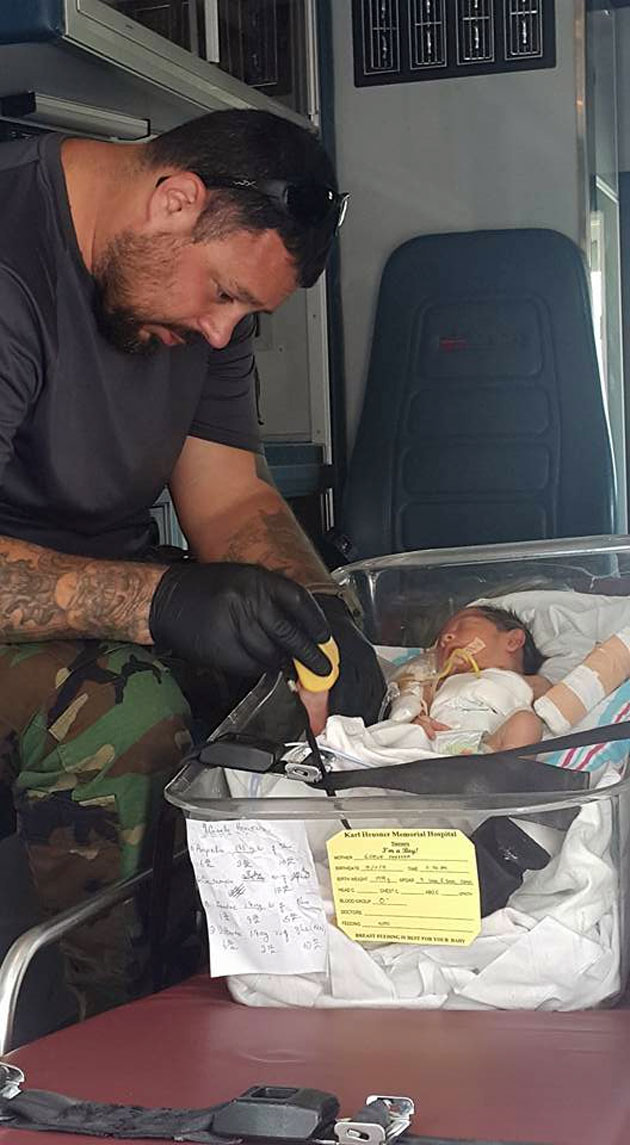 Baby Shamir being transported from KHMH to private jet at Belize's international airport A Christmas Miracle for Baby Shamir Born with Incomplete Esophagus