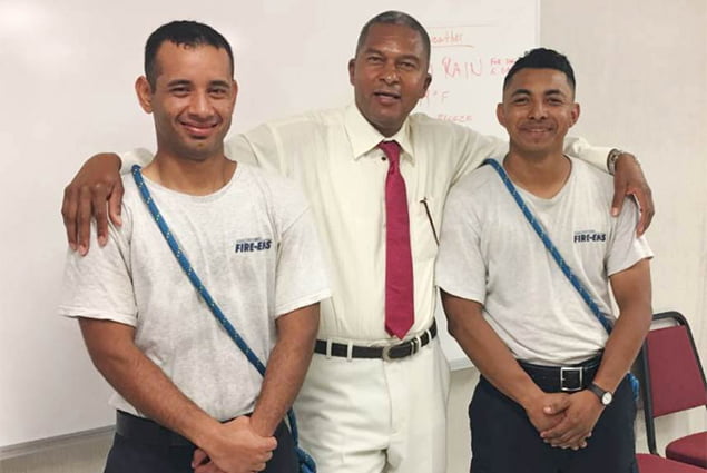 Belize’s Fire Chief Visits Belizean Firefighters Studying in Virginia