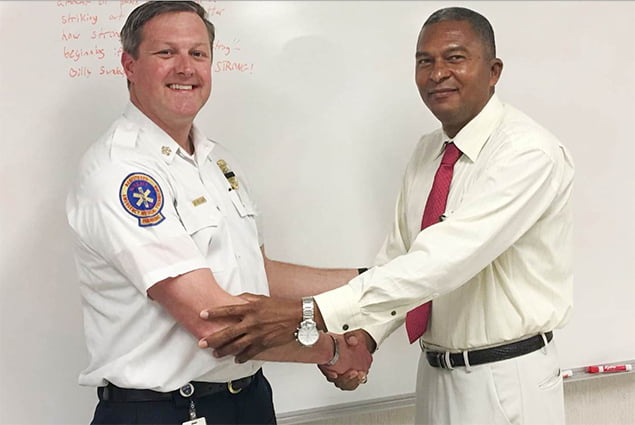 Belize’s Fire Chief Visits Belizean Firefighters Studying in Virginia