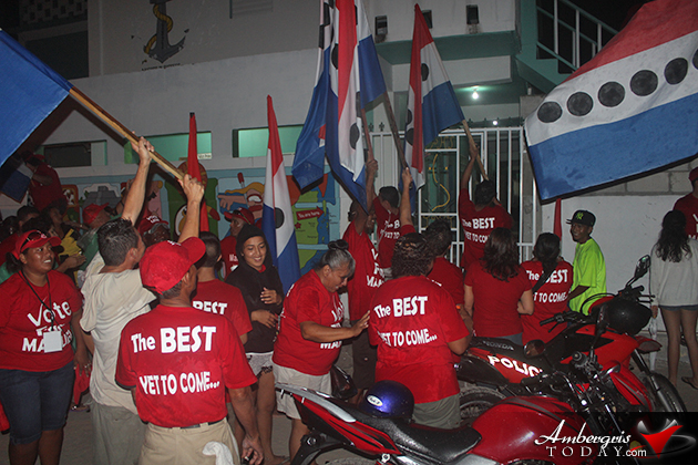 UDP supporters celebrate victory for Manuel Heredia Jr. Three-Peat for UDP Government and Manuel Heredia Jr.