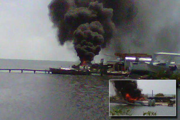 Boat Explodes in Caye Caulker - Picture Courtesy of Mark Walker