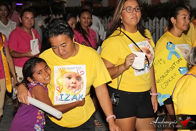 Support group for Baby Izak, newborn sticken by cancer, attend the San Pedro Caner Walk Cancer Walk Raises Awareness and Engages Island Community