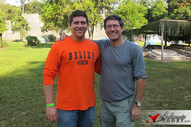 Dorian Nunez with Dr. Jaime Awe Maya Spring Equinox at Caracol Maya Site, Belize