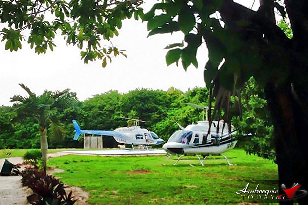 Astrum Helicopters at Azul Resort's Helipad Celebrity Talk Show Host Chelsea Handler Vacations in Belize