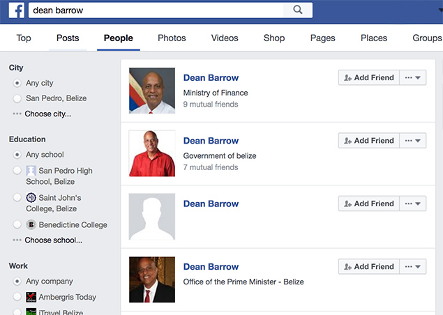 Fake Facebook Profiles of Prime Minister Barrow