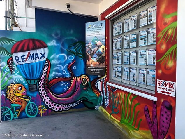 Graffiti is writing or drawings made on a wall or other surface, usually as a form of artistic expression, usually done without permission and within public view. Our little town is coming alive with lots of colors and spectacular graffiti drawings and in most cases with permission of the owners.   This week we shared with you a cool pic of the week where you can see an awesome drawing of a brown skinned girl rocking a “tree” fro! And for your enjoyment we went around town to take pictures of other cool drawings.