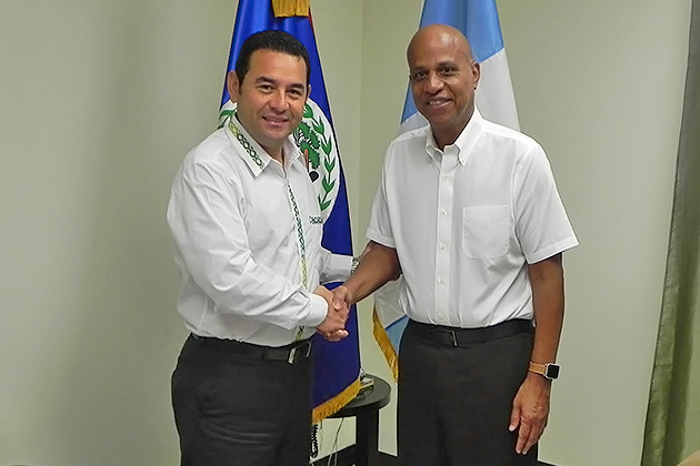 Guatemala President-elect Jimmy Morales meets with Belize Prime Minister Dean Barrow COLA President Geovanni Brackets arrested for protesting Guatemala President-elect's visit to Belize