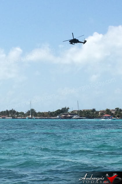Military Choppers Flyby Very Close to Ambergris Caye