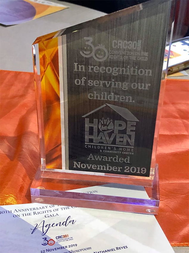 San Pedro’s Hope Haven Wins Award at Convention on the Rights of Children 30th Anniversary
