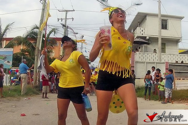 Having tons of fun at the San Pedro Parade, celebrating Belize Independence Day Belize Independence Day Parade