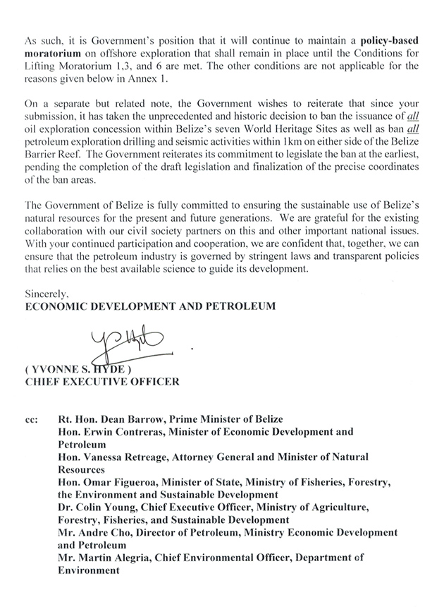 Belize Government Still Refuses to Legislate Position on Offshore Oil Moratorium Belize Government Still Refuses to Legislate Position on Offshore Oil Moratorium