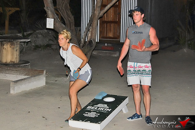 Logan Paul engages in cornhole competition with Joanna Popik of The Truck Stop Celebrity Spotting: Social Media Stars Logan Paul & Mark Dohner Visit San Pedro