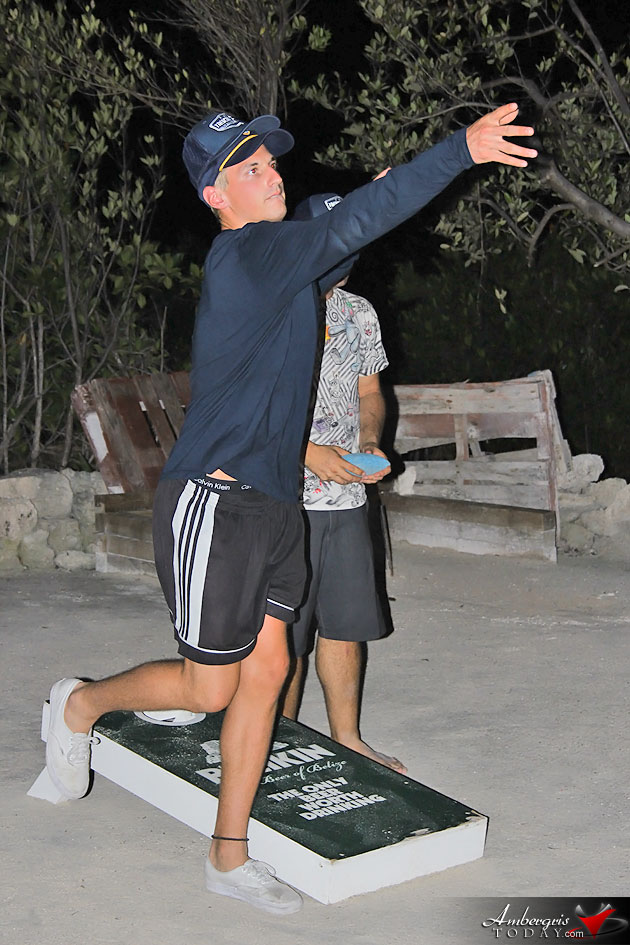 Mark Dohner plays some cornhole at The Truck Stop Celebrity Spotting: Social Media Stars Logan Paul & Mark Dohner Visit San Pedro