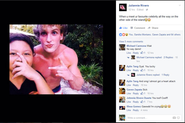 Logan Paul with Belize follower Julianie Rivero Celebrity Spotting: Social Media Stars Logan Paul & Mark Dohner Visit San Pedro