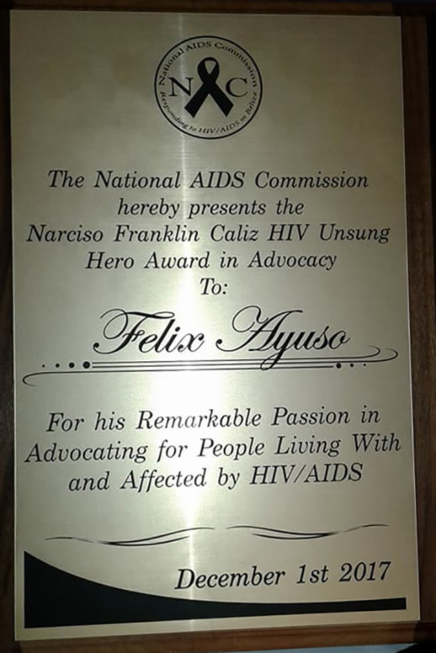 National AIDS Commission Awards Felix Ayuso Jr. on World AIDS Day 2017