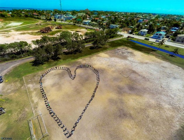 Belizeans join hearts and hands to show their love for marine resources - Belize City A Love Letter to the Caribbean Sea from Belize