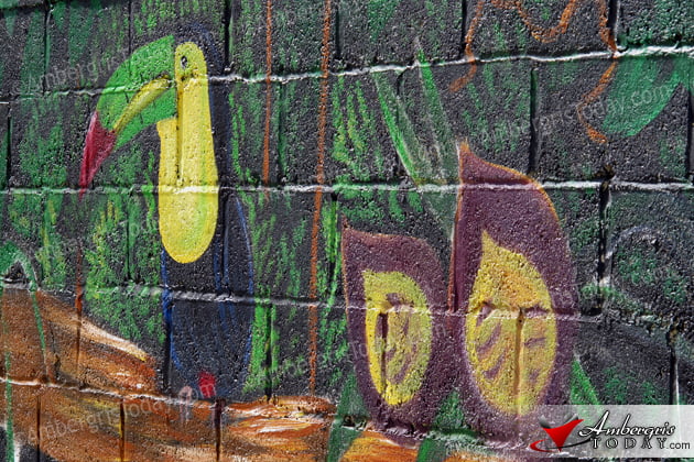 Lenny and Neville Bonardy paint mural at Isla Bonita Elementary School Beautifying San Pedro With Colorful Murals, Isla Bonita Elementary School