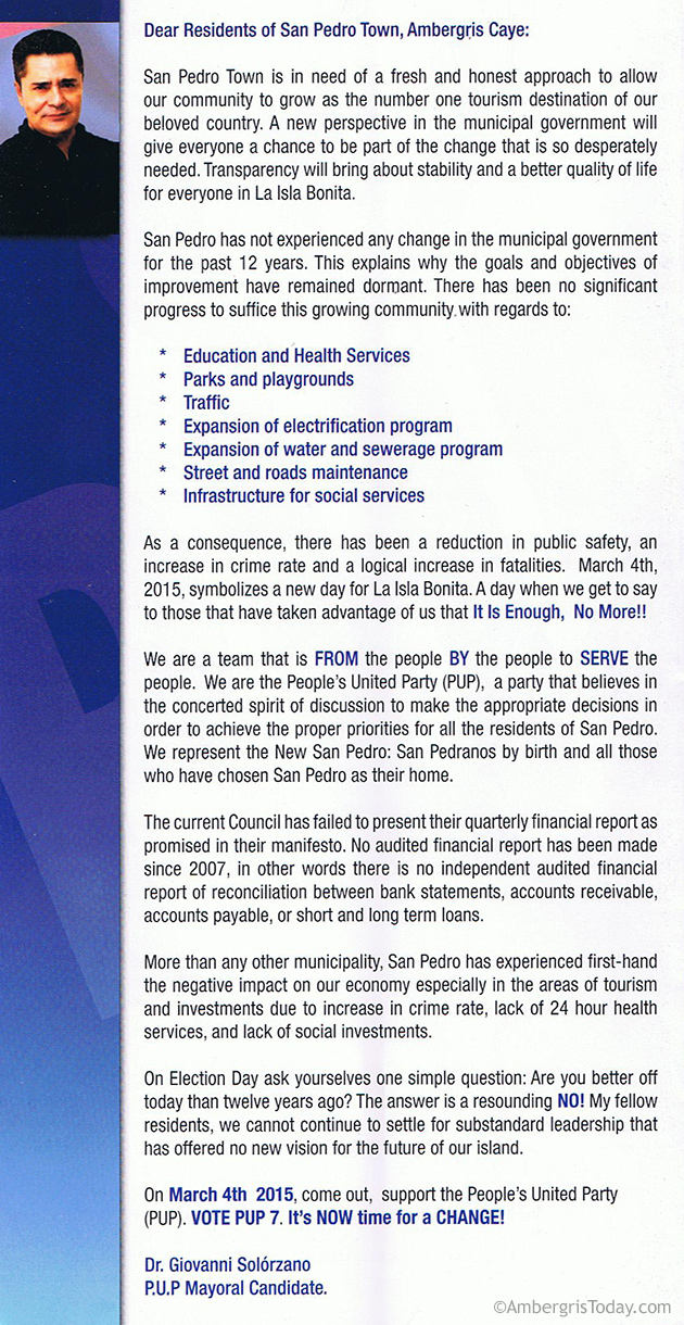 San Pedro PUP Seven Present Manifesto 2015-2018