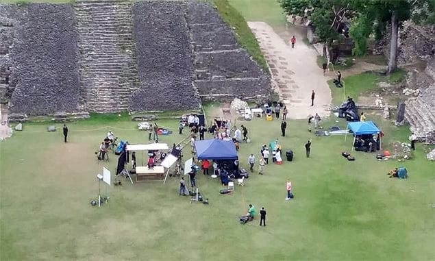 Reina del Sur 2 film set at Xunantunich Maya Archaeological Site, Cayo, Belize