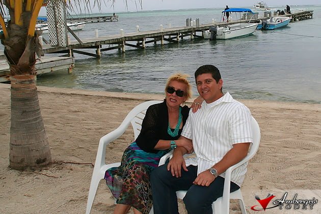 Rosalie Staines with Ambergris Today Editor, Dorian Nunez