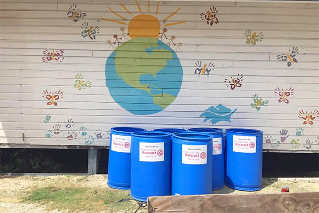 Rotaract Club of Ambergris Caye Donate Trash Bins to Schools