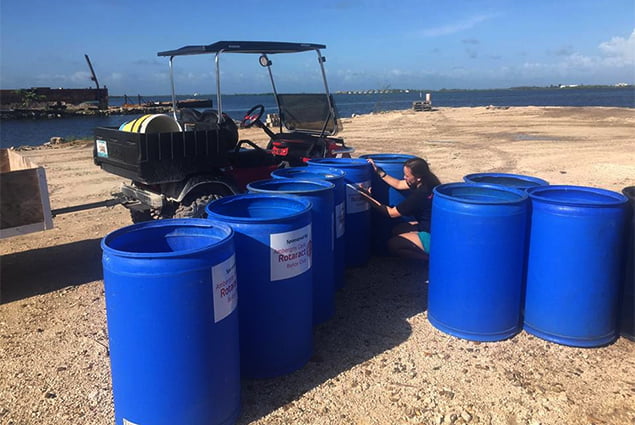 Rotaract Club of Ambergris Caye Donate Trash Bins to Schools