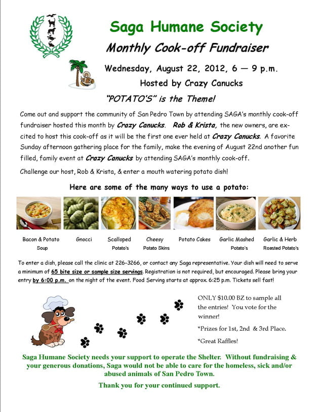 Saga Humane Society Monthly Cook-Off Fundraiser