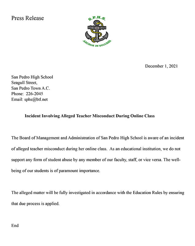 Incident Involving Alleged Teacher Misconduct During Online Class 1 Incident Involving Alleged Teacher Misconduct During Online Class