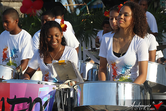 Panerrifix Steel Band entertains at San Pedro Lobster Festival Casa Picasso Tops Lobster Fest in San Pedro, Belize