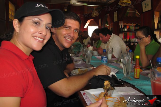 San Pedro Town Council Treats Media for Lunch 3 San Pedro Town Council Media Meeting -Perlita Zapata and Dorian Nunez of Ambergris Today