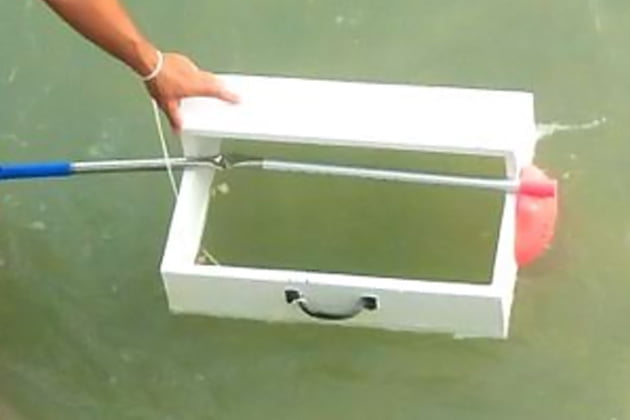 Box with a glass bottom used to see all the way to the bottom of the sea without the need of diving San Pedro Village Life Years Ago