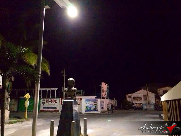 San Pedro’s First Solar Street Light Installed