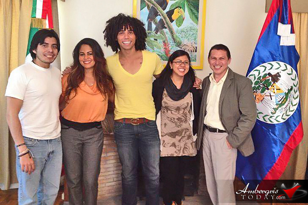 Ritmoson Latino Host with members of the Embassy of Belize in Mexico Televisa Mexico TV Host Personality Films in Belize