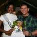 Editor Dorian Nuñez gets his calender signed by Idolly Saldiver Miss September & Miss Costa Maya Belize 2011