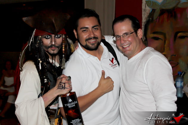 Jack Sparrow, Gerry Badillo and Basil Destefano celebarating at the Tiburon Launch Party Tiburon Rum Celebrates with Launch Party in San Pedro, Belize