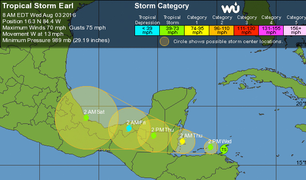 Earl Expected to Make Landfall in Belize as Hurricane Tonight