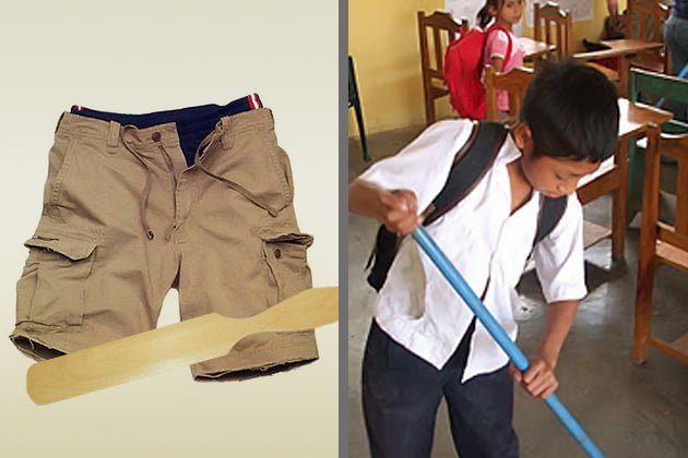 Wearing double pants for their spanking vs sweeping the class for ponishment