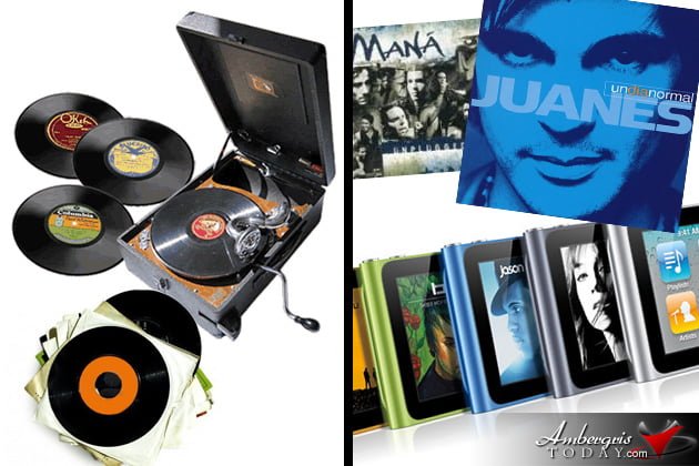 Vinyl Records and ipad nano -modern and old music