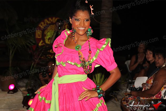 Miss Nicaragua's Cultural Dress at the International Costa Maya Festival -Noche Tropical at Ramon's Village