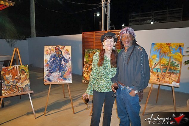 Belizean Artist Pen Cayetano Art Exhibit during Diamond Lodge Opening Night