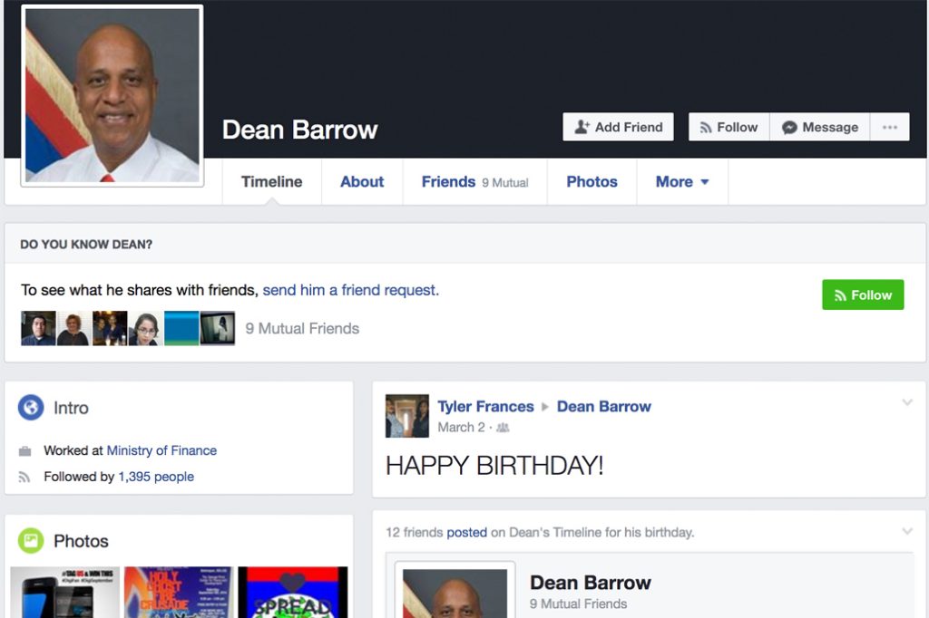 Fake Facebook Profiles of Belize Prime Minister Barrow 6