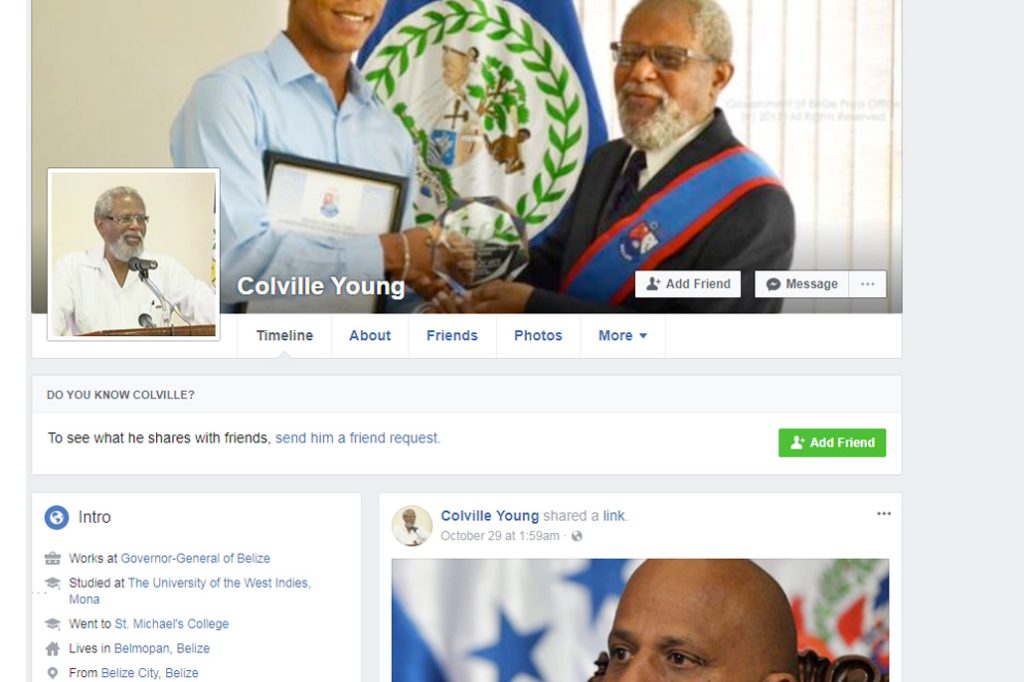 Fake Profiles of Belize Governor General Activated 26