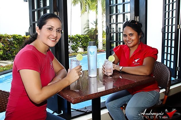 Dorian’s Angels Enjoy Drinking Vero Water at O Restaurant, Las Terrazas