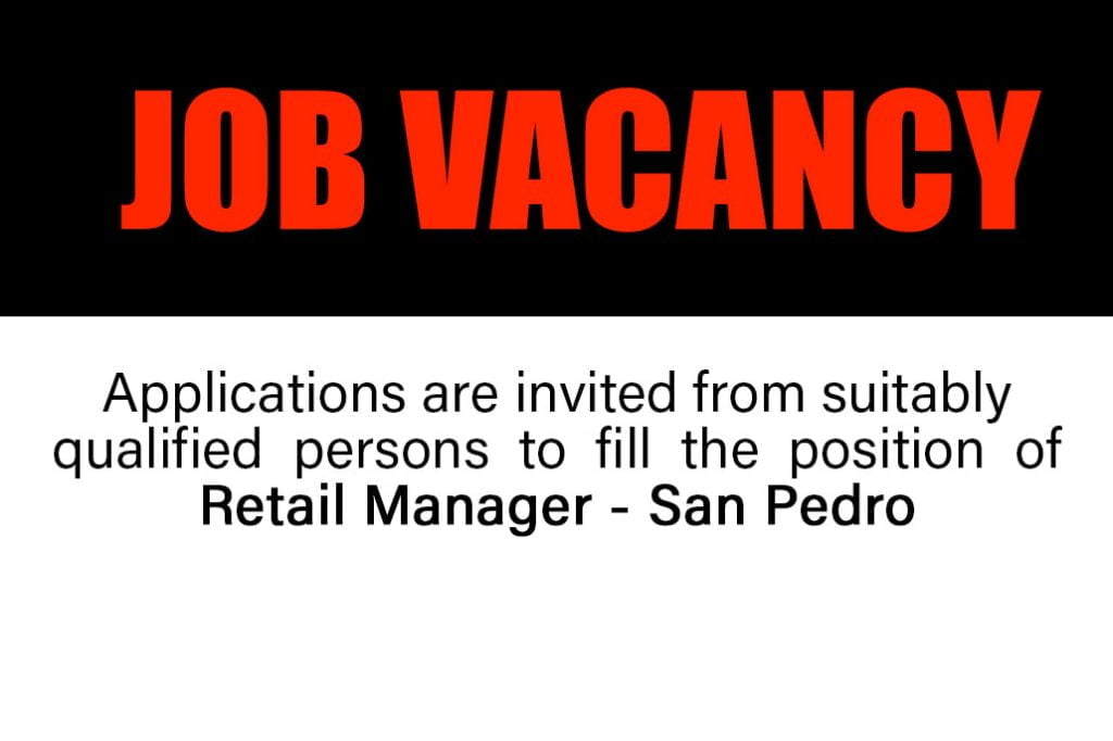 Vacancy Available Retail Manager San Pedro 5