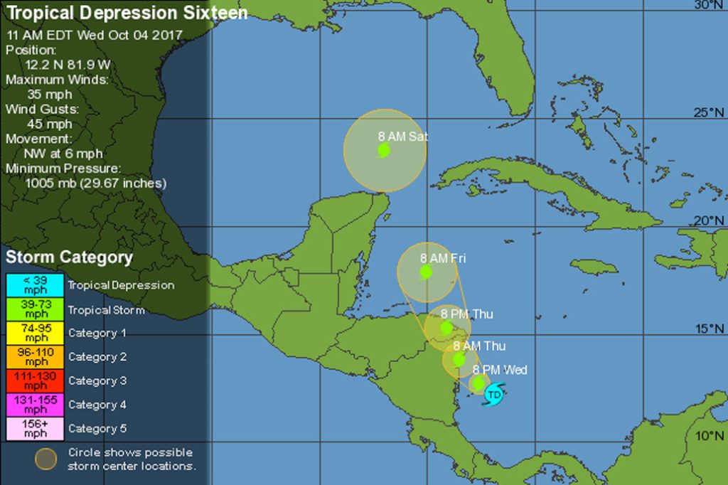 NEMO Issues Tropical Depression 16 Advisory Off Nicaragua Coast 6