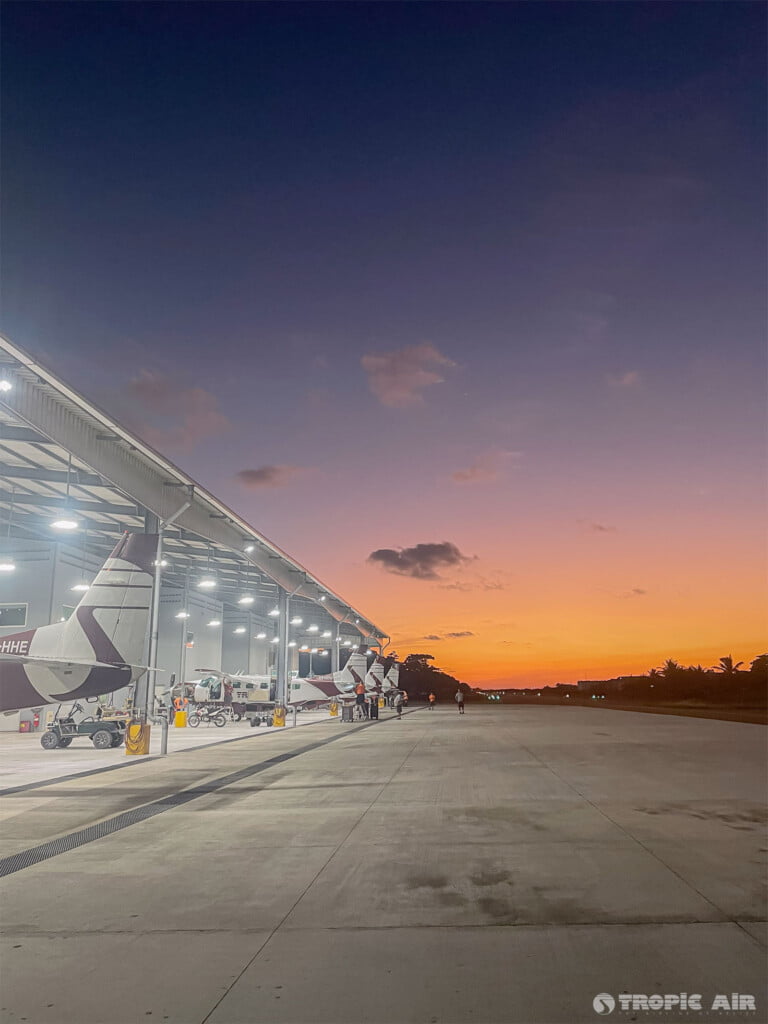 tropic air hangar sunset
