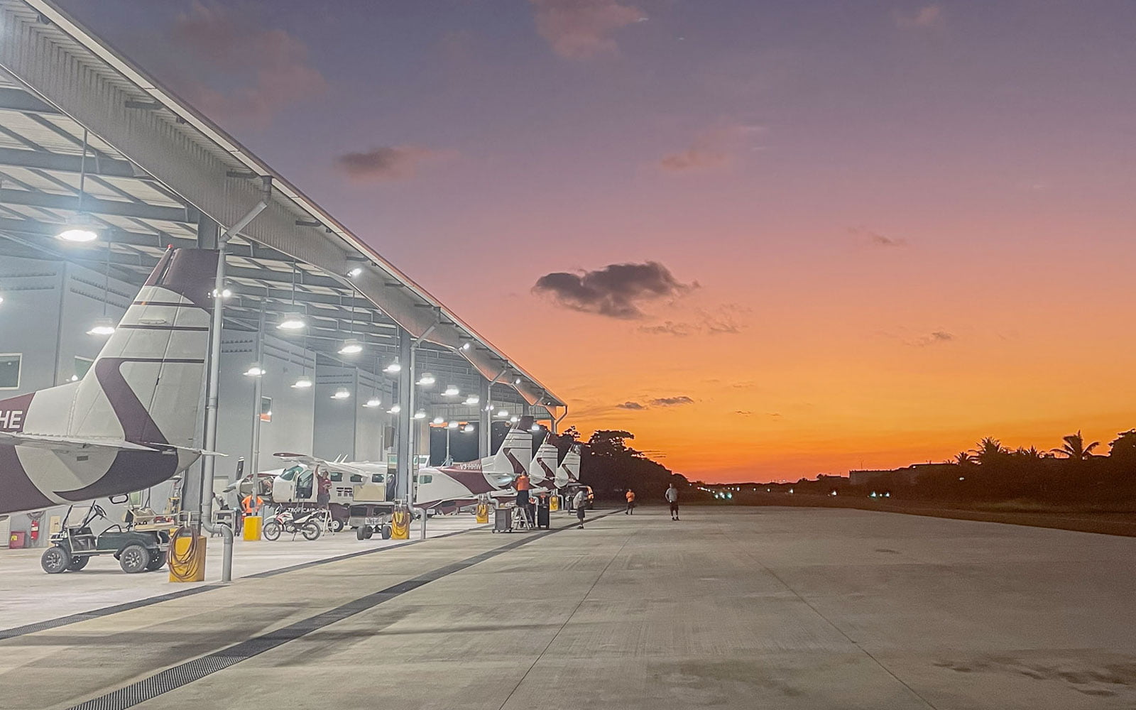 tropic air hangar sunset